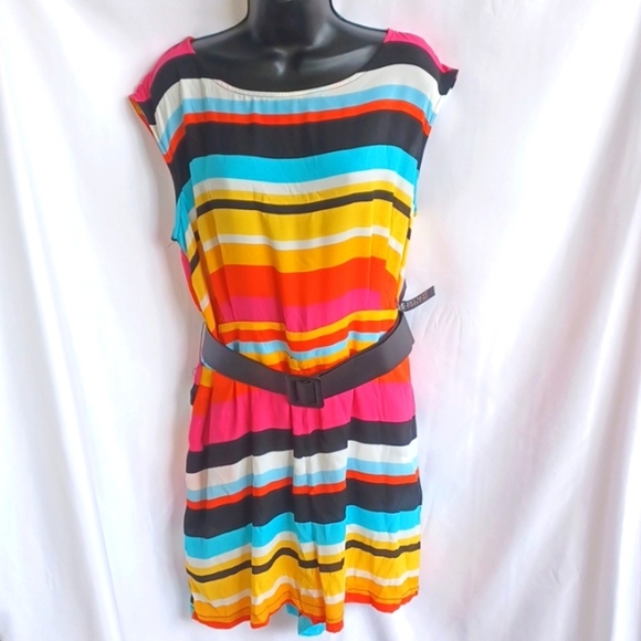 New York & Company Pants - New York & Co Belted romper black/yellow/red/pink sz XXL New with tags
